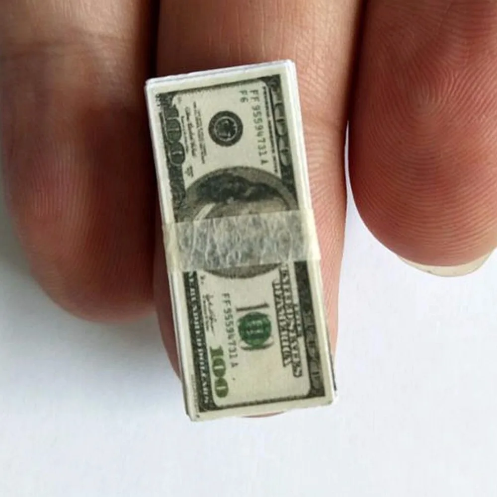 1/6 Scale Miniature Play Money US $100 Banknotes for Dollhouse and Crafting image 4