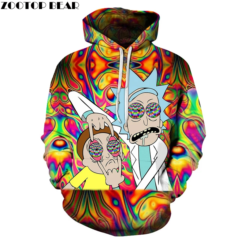 Tanie Śmieszne bluza z kapturem Rick bluzy z kapturem 3D swetry męskie bluzy męskie bluza z kapturem streetwear dres 2018 jesień odzież DropShip zootop niedźwiedź