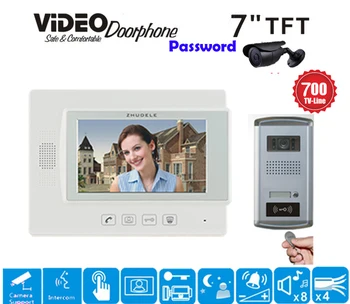 

ZHUDELE 7" Display Color Video Door Phone Touch Button Doorbell Intercom Support CCTV Camera IR 1V1 HD Camera with ID Camera