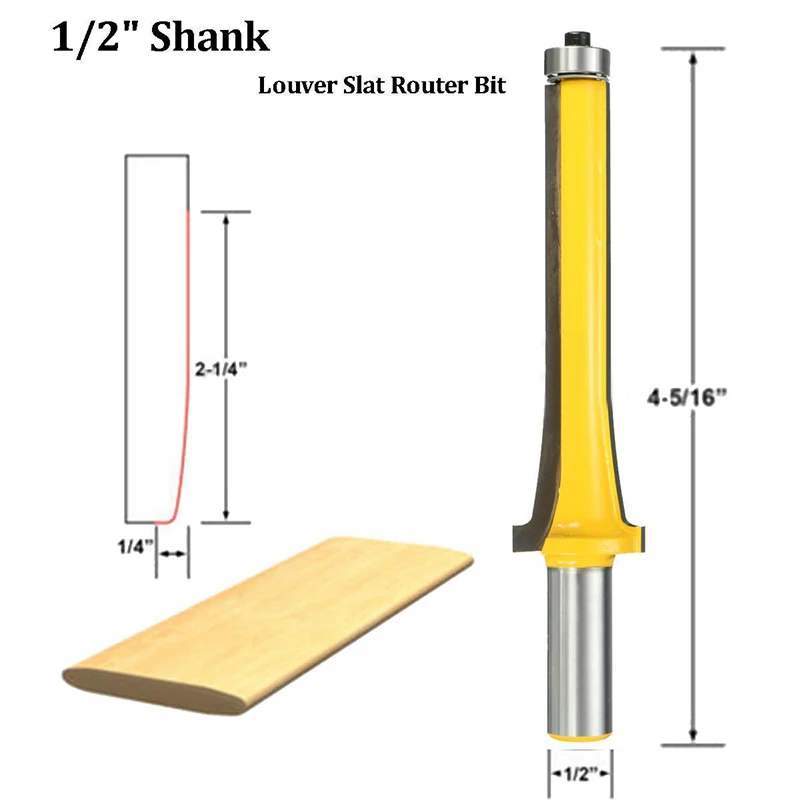 1pc 1/2" Shank Louver Slat Router Bit Solid Hardened Steel Router Bit
