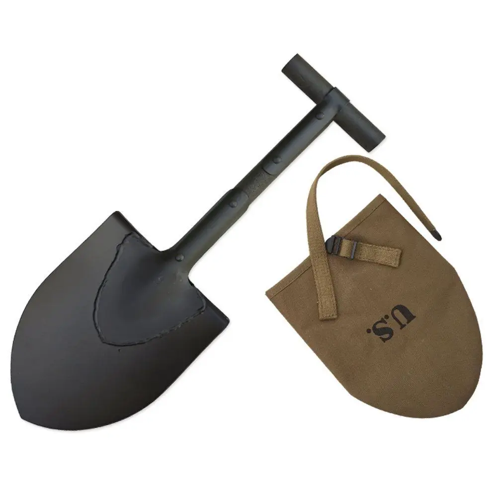

WW2 US ARMY USMC AIRBORNE M1910 T-HANDLE SOLDIER SHOVEL WITH COVER MILITARY TOOL 48CM