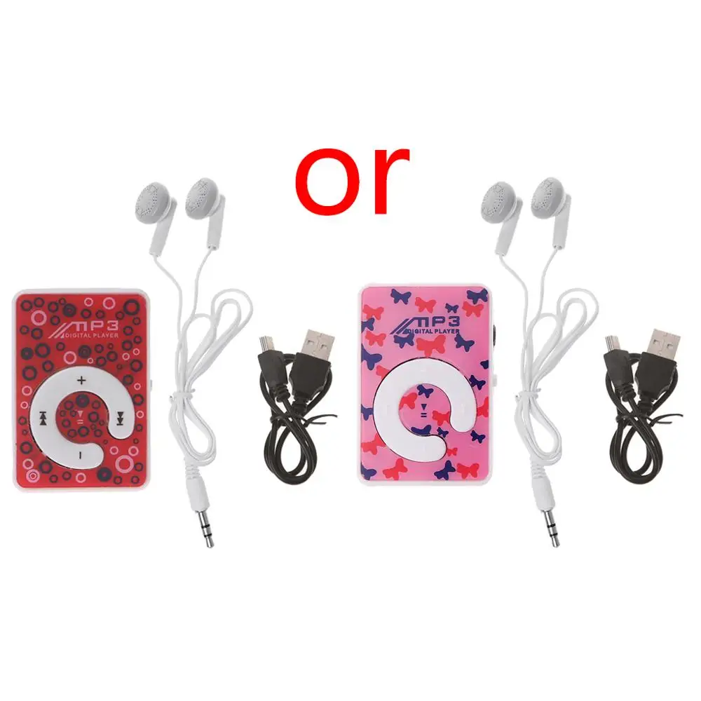 Мини зажим точечный круг шаблон Музыка MP3 плеер Поддержка TF карты + мини USB кабель