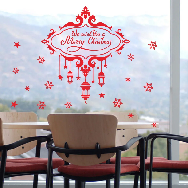 font b 2017 b font Christmas Snowflake Star Decoration Wall Sticker Decals Store Shop Window