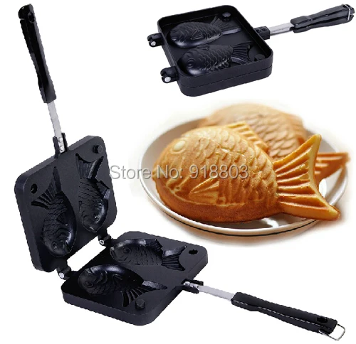 

Non-stick 2pcs Gas Charcoal Stovetop Taiyaki Fish Mold Pan Iron