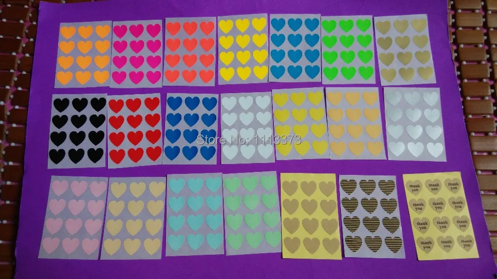 

1.9cm small ASSORTED heart stickers - 21 options to mix