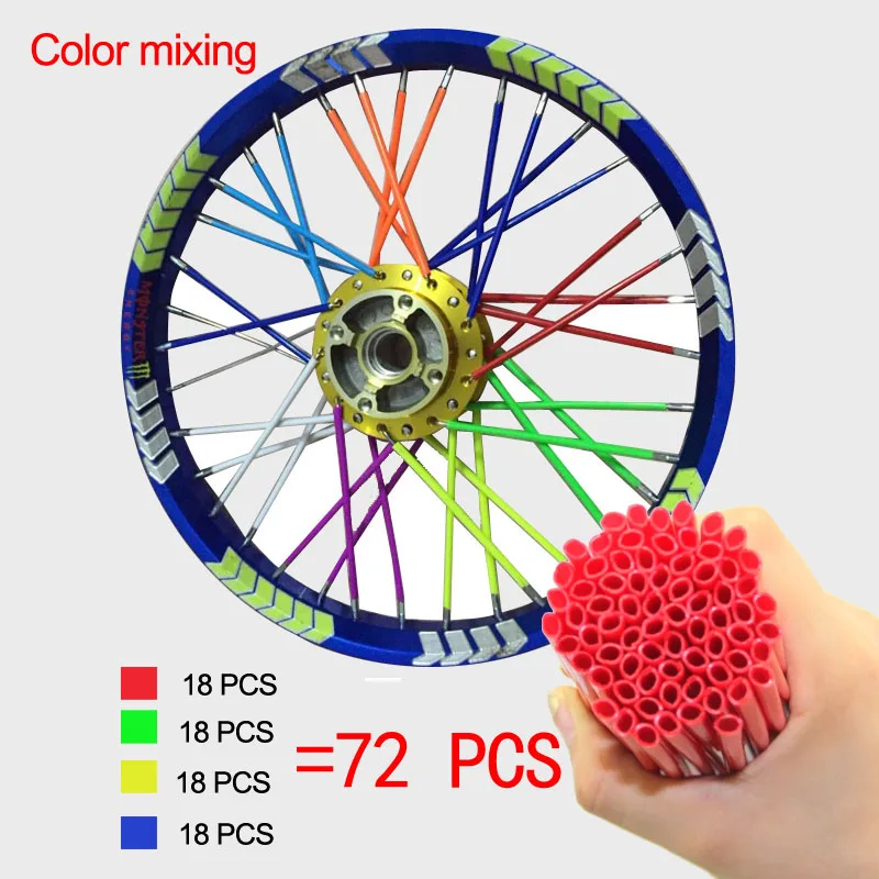 

72pcs Motocross Dirt Bike Enduro Wheel RIM SPOKE Shrouds SKINS COVERS spoke coats for kawasaki motocross