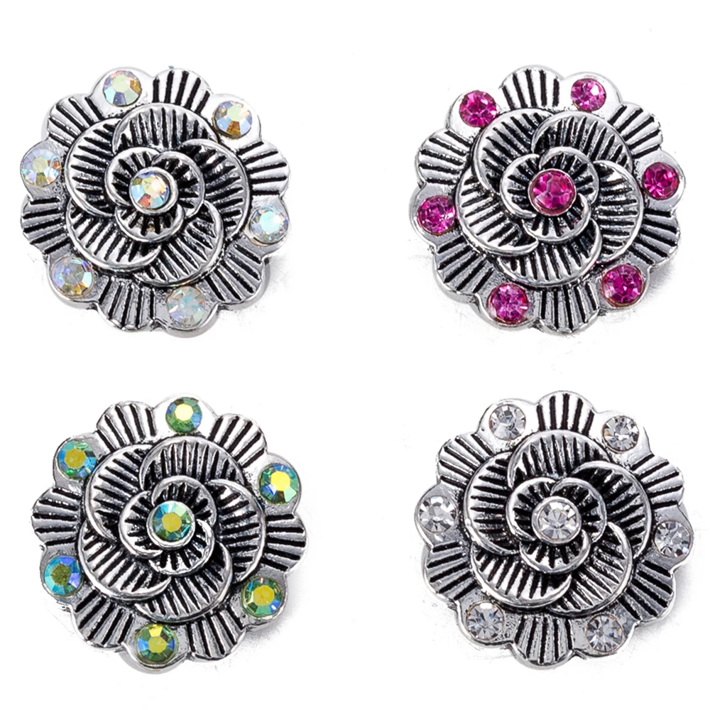 

Snap button 18 mm metal snaps for snaps bracelets fit ginger snaps jewelry unique flower snap TZ9114