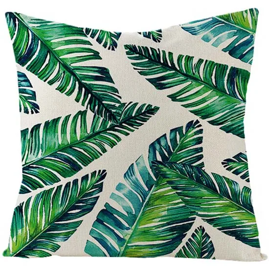 Наволочка для подушки Fuwatacchi с изображением тропического леса, льняная наволочка с фламинго, попугаем, ананасом, наволочка с пальмовыми листьями, наволочки 45X45 - Цвет: PC09102