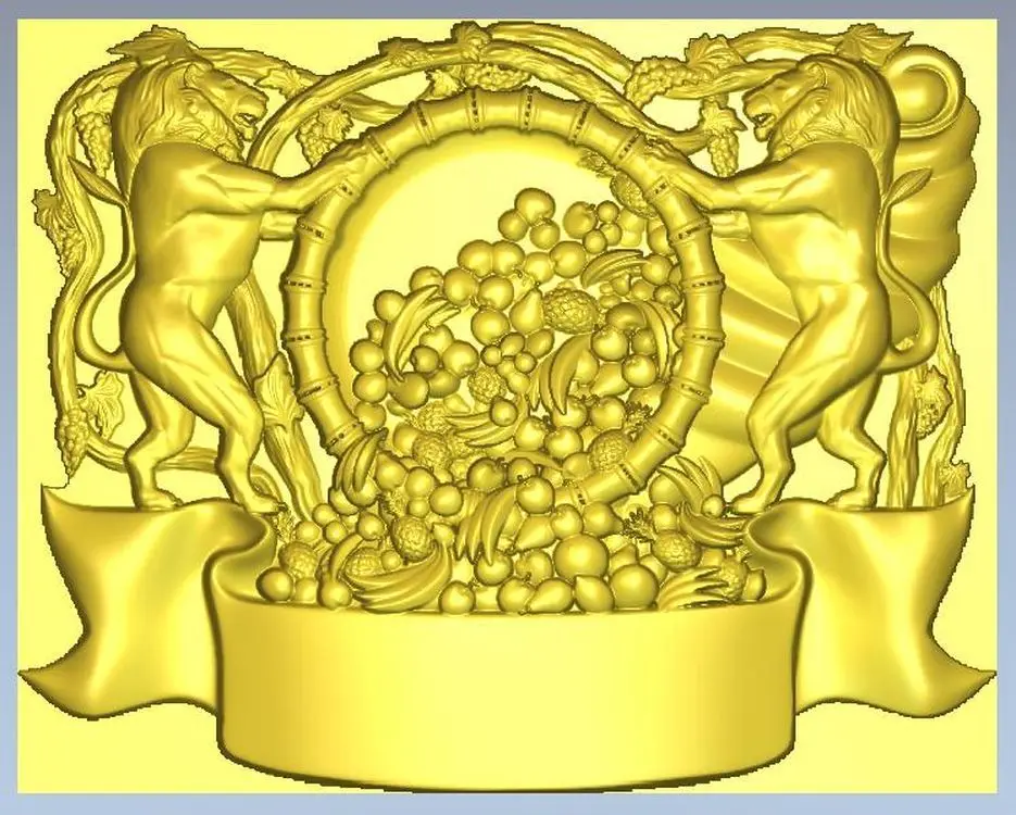 

3d model relief for cnc in STL file format Panno_lions_fruit