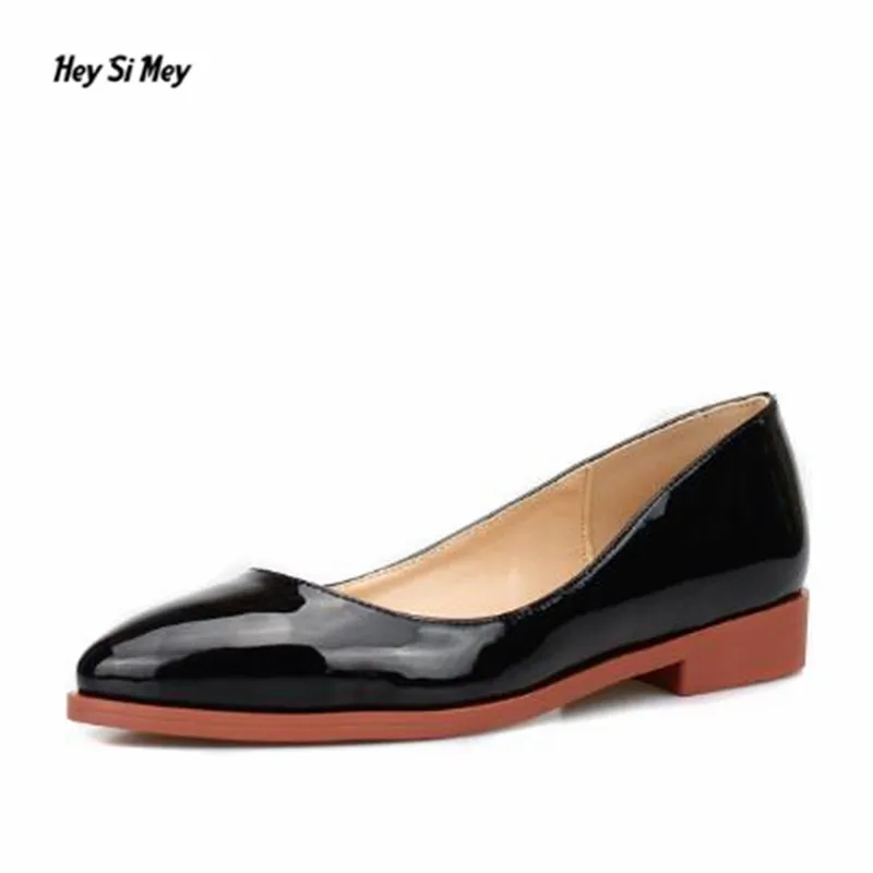 

HSM Stiletto Plus:35-42 43 Spring/Autumn Zapatos Mujer Leisure Driver shoes Pointed Toe 2cm High-Heeled RED Patent Leather pumps
