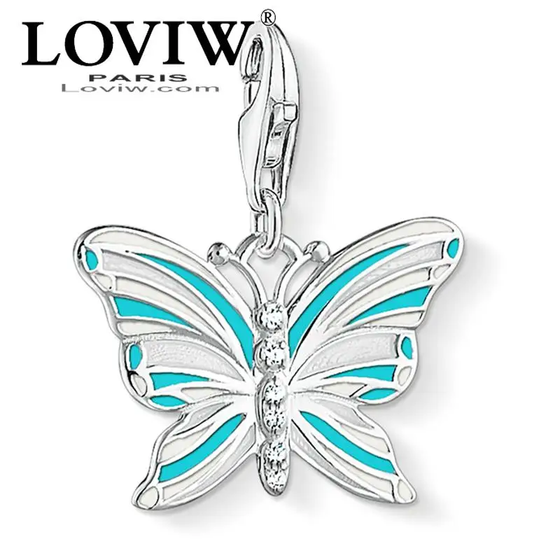 

Green Butterfly Charm Pendant 2019 New 925 Sterling Silver Women Jewellery Fit Bracelet Clavicle thomas sabor hot Pendant Charms