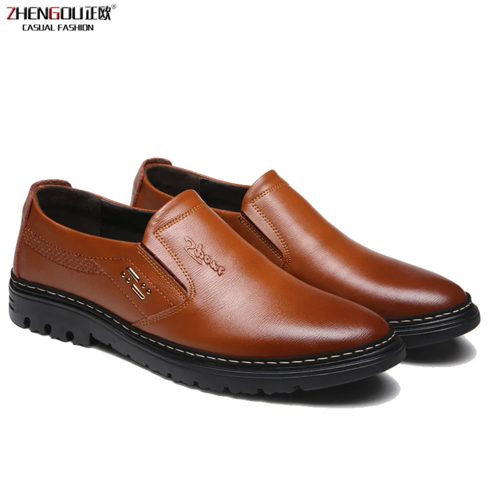 

zhengou Genuine Men Leather Handmade Shoes, Sping Autumn Business Fashion Men Casual Shoes, Brand Shoes Men
