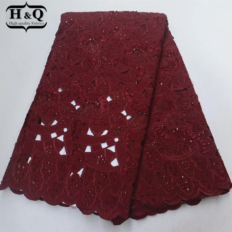 

5 yards Hollow design Organza lace fabric high quality 2019 African lace fabrics with color beads and Sequins for Nigerian Party