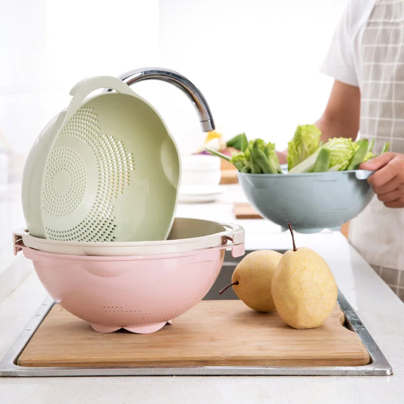 Plastic round dish vegetable kitchen fruit basket drape basket wash