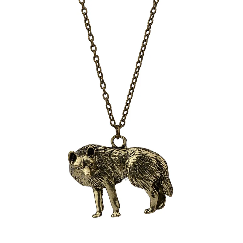

Wholesale 12pcs/lot Vintage Personality Wolf Shaped Necklace Mwn Chain Necklace Christmas Gifts