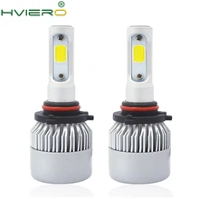 2X S2 9005 HB3 Cob All in One Headlight Ip65 WaterProof Auto Bright Bulb Single Beam 72W 8000LM 6500K Automobile Headlamp White