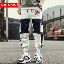Color Block Patchwork Joggers Cargo Pants Men Autumn Hip Hop Track Pants Male Fashion Streetwear Trousers Sweatpant WG330