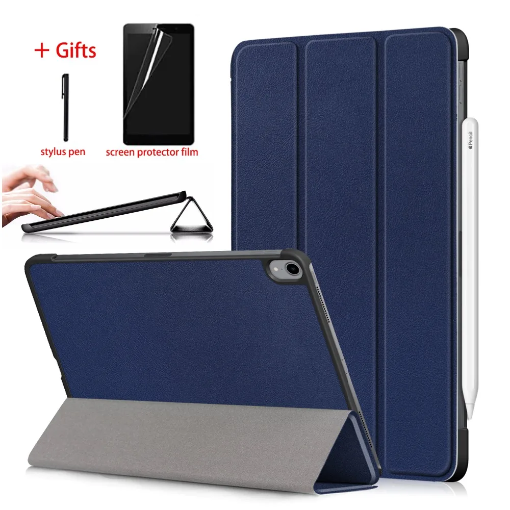 

Ultar Thin Case For New ipad pro 11 2018 Tablet Trifold PU Leather Smart Cover Case For ipad pro 11 inch Case Stand +Stylus Film