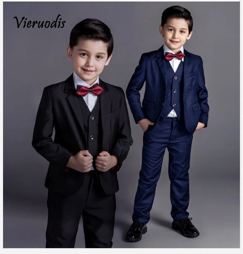 96-1          4 Pieces Wholesale Nimble Boys Formal Suits Solid Single Breasted Baby Boy Clothes Flat Toddler Jacket Blazer For Child