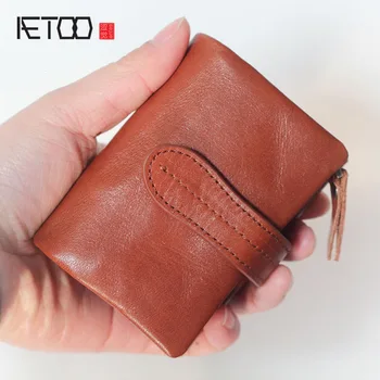 

AETOO New Korean ladies leather wallet first layer cowhide hand holding the package of your hand bag Vintage wallet