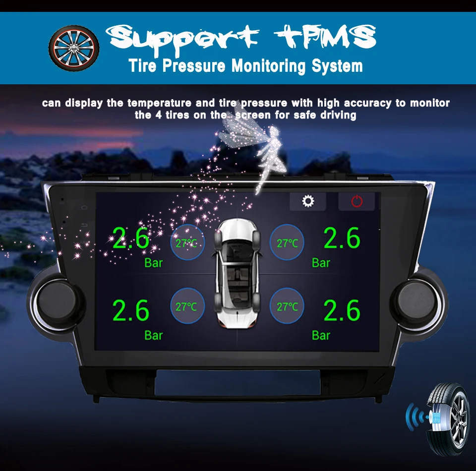 Perfect Octa Core 10.1" Stereo 1024*600 Android 9.0 Car DVD GPS Navigation Playerfor Toyota Highlander 2009-2014 Pc Bluetooth 3/4G Radio 17