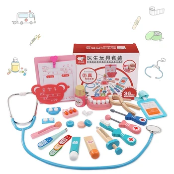 

Wooden Toys Funny Pretend Play Real Life Cosplay Doctor Game Toy Dentist Medicine Box Pretend Doctor Play For Children