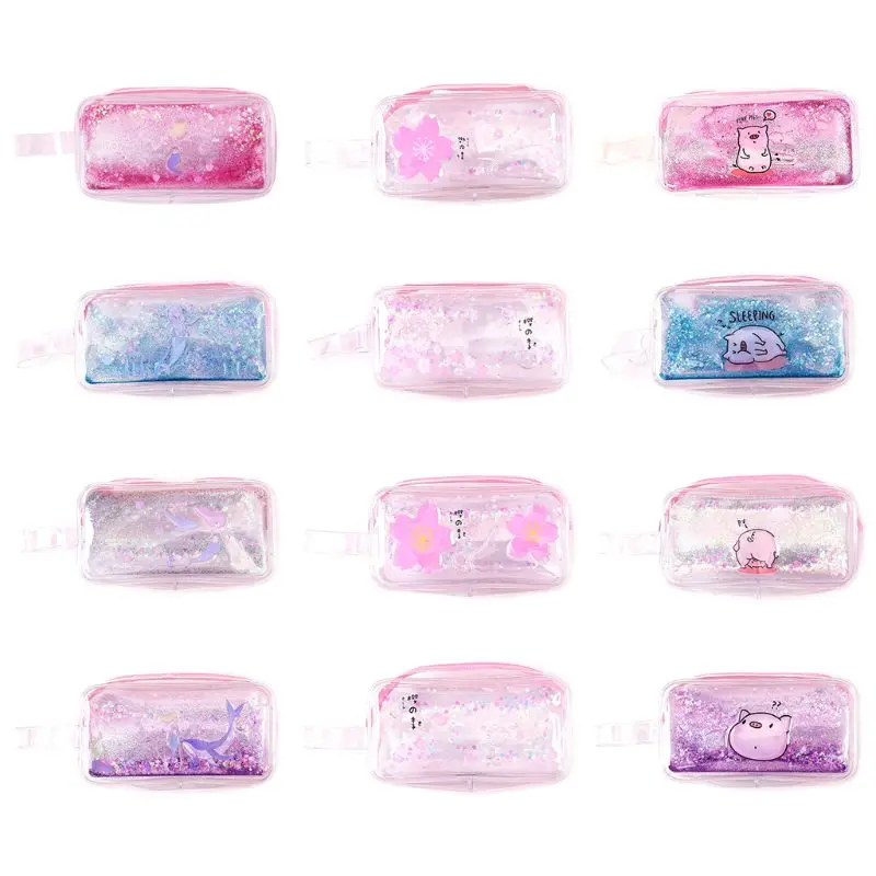 

Kawaii Pencil Case Cartoon Pig Flower Transparent Oil Gift School Pencilcase Make Up Box Bag School Supplies Stationery