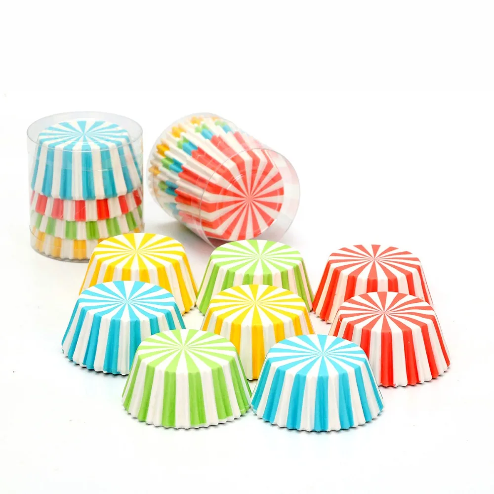 

100 Pieces Mix 4 Design Cupcake Baking Molds Medium Size Paper Cupcake Liners