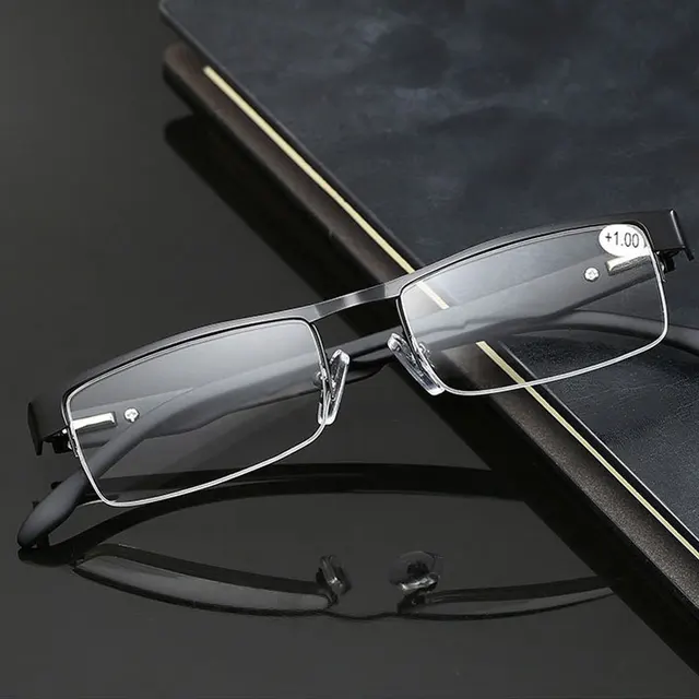 Men Reading Glasses Alloy Square Frame Hyperopia Prescription