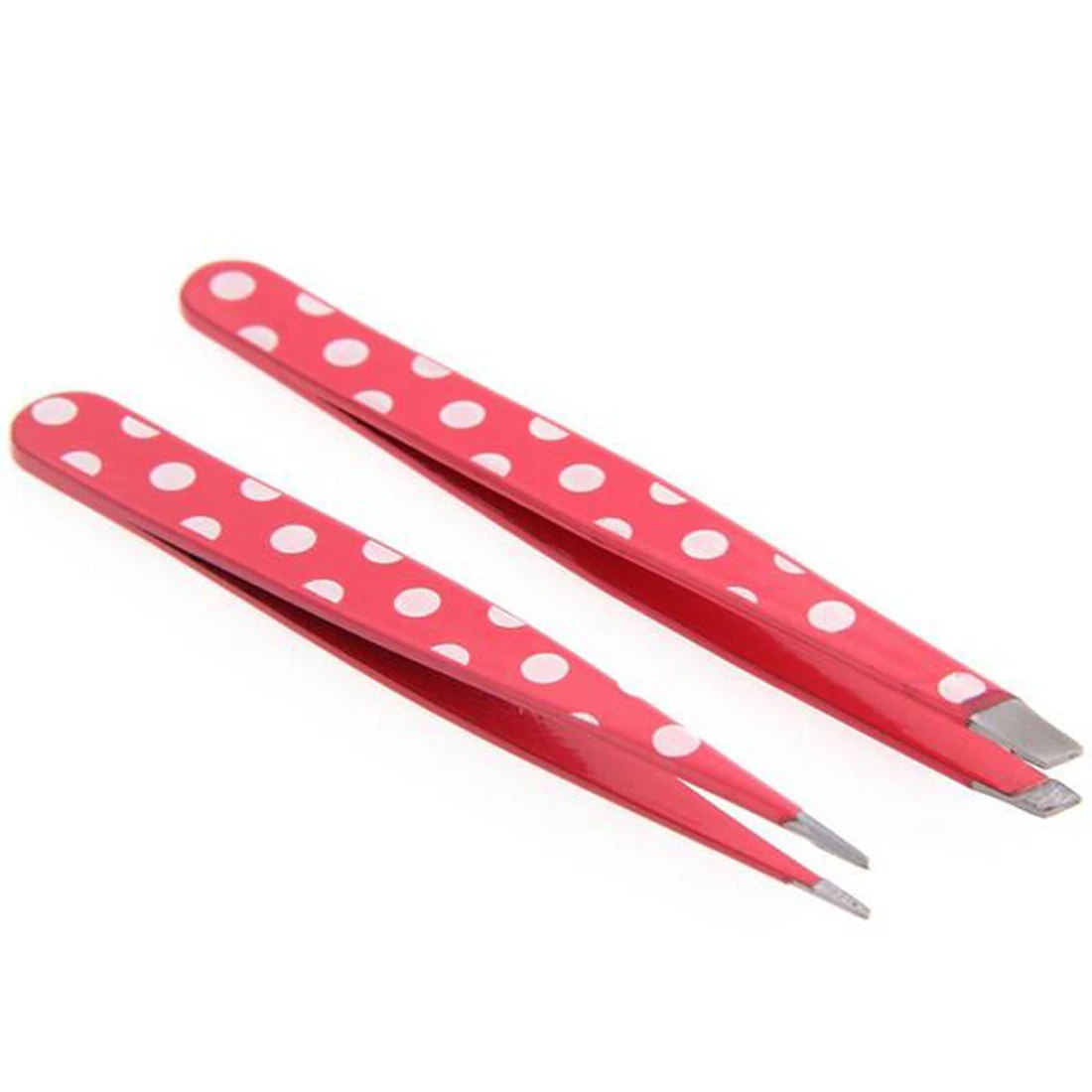 

Stainless Steel Pink Dots 2pcs/set Tip and Flat Heads Eyebrow Tweezer Clip Hair Removal Beauty Fuctional Makeup Tool Kit