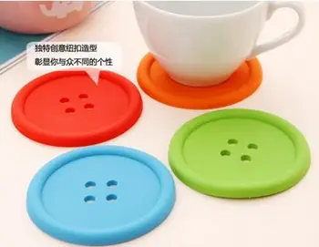 

Party Favors Cute Colorful Silicone Button Coaster Cup Cushion Holder Drink Placemat Mat Home 100pcs
