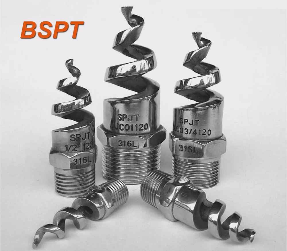 10 pcs New SPJT 316L Stainless Steel Spiral Cone Spray Nozzle 1/4 " BSPT