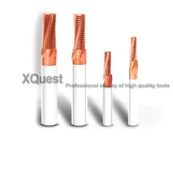 XQuest HRC60 одноцветное с карбидовой нитью фрезерные M3 M4 m5 m6 m8 m10 m12 ЧПУ Спираль тонкой нитью фрезы M6X0.75 M8X1 M10X1