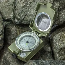 Military Army Metal Prismatic Sighting Compass High Accuracy Waterproof Compass with Pouch Outdoor Hiking Camping Climbing