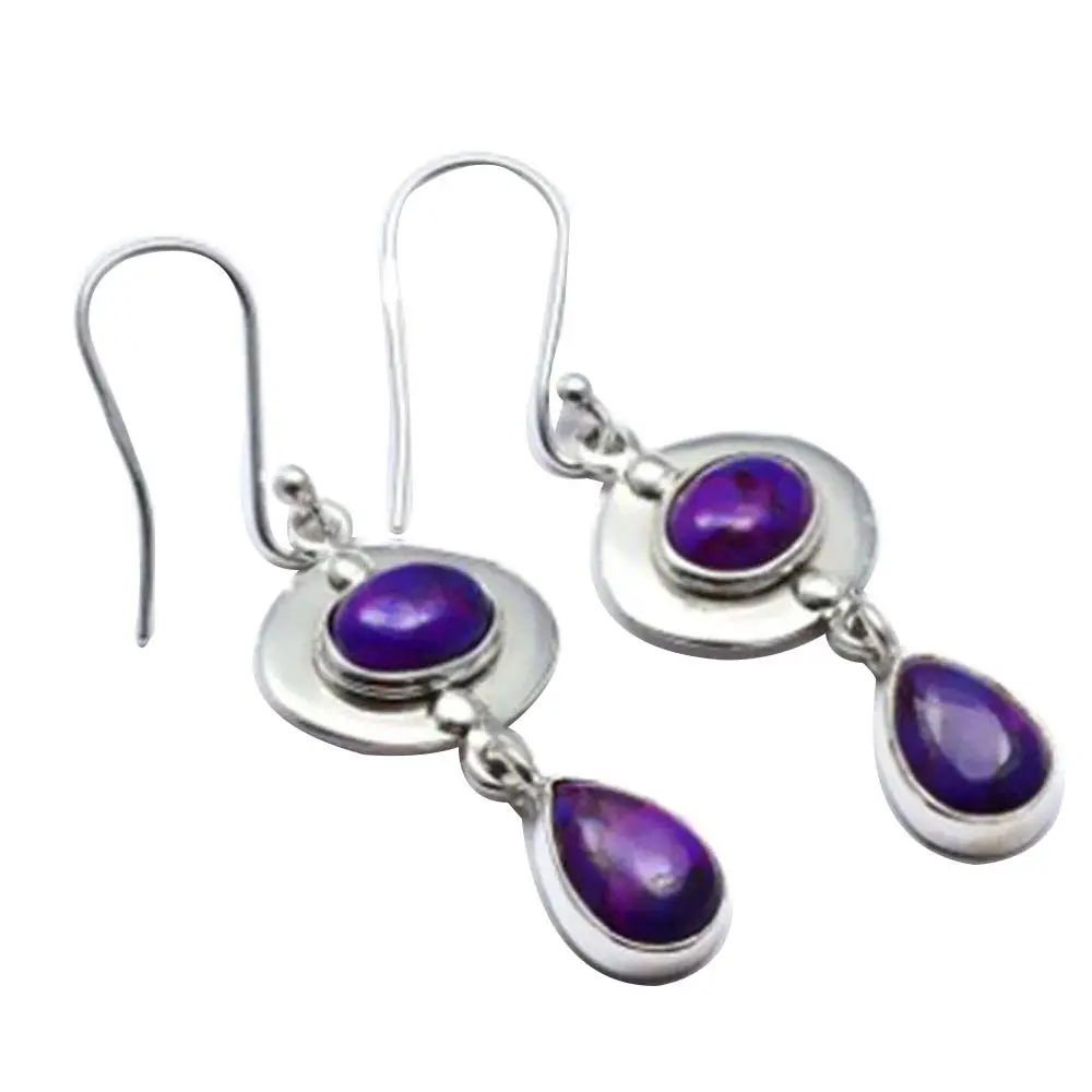 

NiaoZaiFei YunZaiKan Genuine Copper Turquoise 925 Sterling Silver Earrings,47 mm, 2SE0313