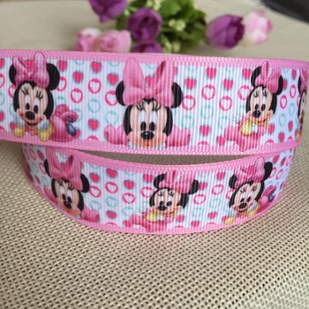 

1 "25MM new sales 10yard Free shipping minnie baby shower printed grosgrain ribbon hairbow diy party decoration wholesale