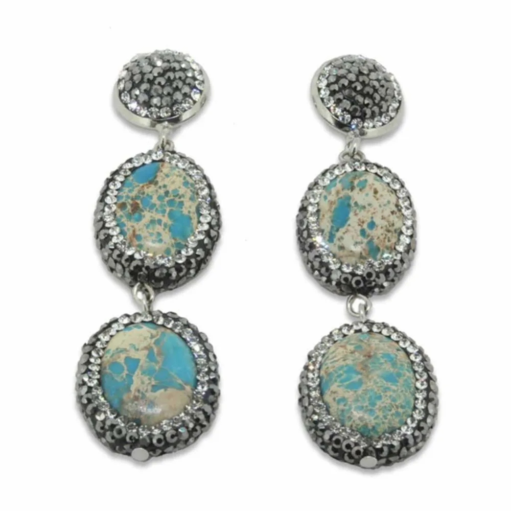 

Natural Nature Stone Crystal Quartz Long Earrings Druzy Rhinestones Vintage Water Drop Earrings for Women Fashion Jewelry