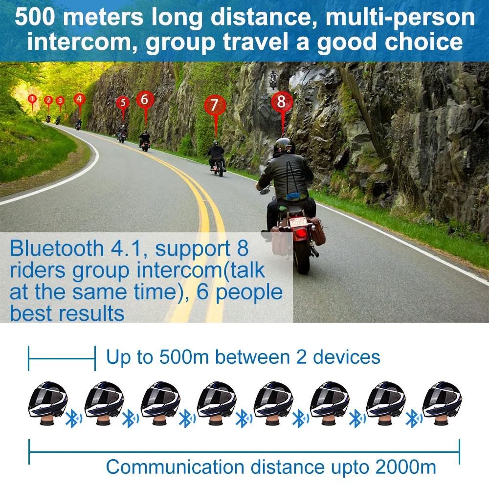 Переговорное устройство для мотоциклетного шлема 2 шт. 2000 м|bluetooth intercom headset|intercom