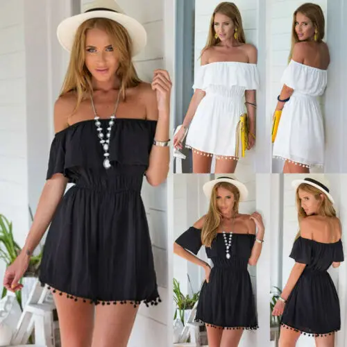 

2019 New High Quality Hot Sale Latest Summer Fashion Casual Women Off shoulder Beach Boho Mini dress Party Cocktail sundress