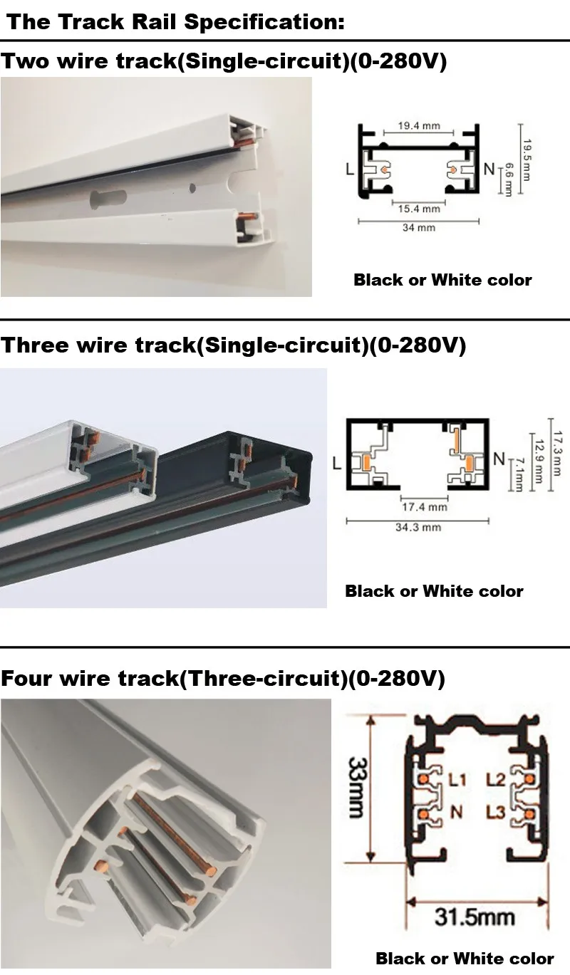 Track Light LED 40W COB Rail Spot Lamp Shoe Clothes Store Shop Lighting Rails Aluminum Showroom Spotlight 2/Wire 2 phase