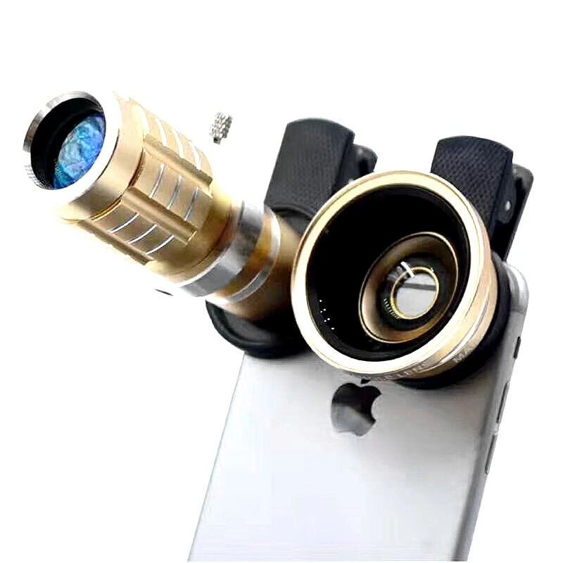 

HD 3 in 1 Mobile Phone Lens 12x Zoom Optical Telephoto Lens + 0.45X Wide Angle + Macro lens With Tripod for Phone Iphone 5 6 7