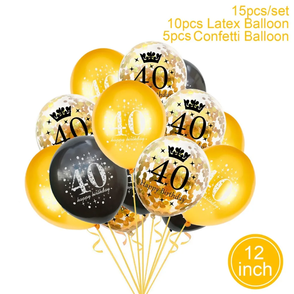 Huiran 15pcs Birthday Balloon 30 40 50 Birthday Party Decoration 30th 40th 50th Birthday Decor Birthday Anniversary Balons