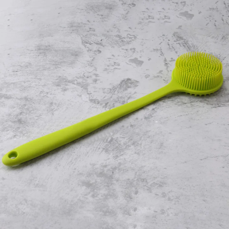 Soft Silicone Body Bath Shower Brush Back Scrubber Long Handle Skin Exfoliating Bathroom EK-New