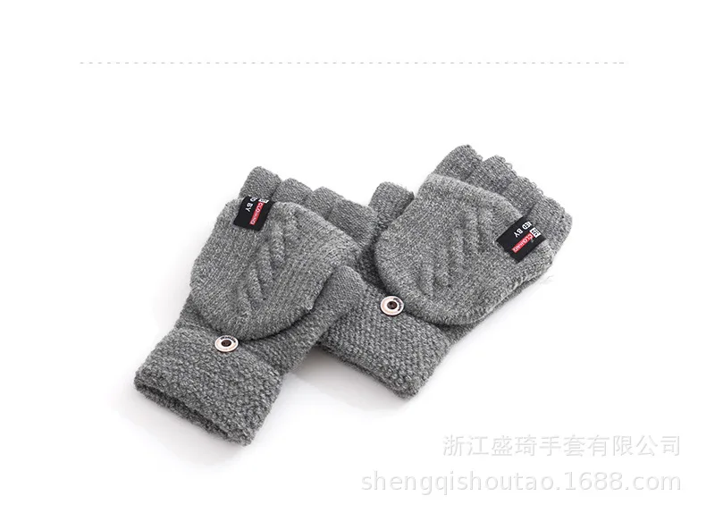 Unisex men Knitted Fingerless Gloves Winter women Soft Warm Mittens Gloves ZX67-7 -