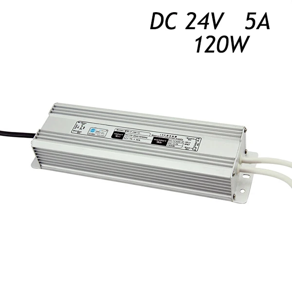 

2Pcs/lot 24V 5A 120W Waterproof Transformers Driver for LED Strip 5050 3528 AC220-240V To DC24V IP67 Switching Power Supply