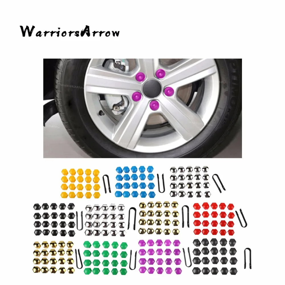 

WarriorsArrow 20x Car Styling Wheel Nut Protection Auto Hub Screw Bolt Head Cover Tire Protector 19mm Plastic +Remover Tool