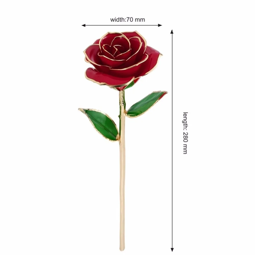 Love Forever Long Stem 24K Золотая фольга отделка роза цветок с кронштейном на День святого Валентина& День матери& юбилей& День рождения