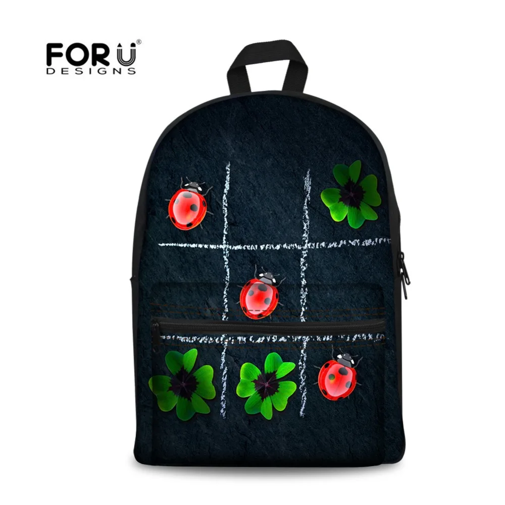 

FORUDESIGNS Jiugongge Ladybug Canvas Backpack for Teenager Boys and Girls Stylish Daily Travel Bags Laptop Mochila Rucksack Gift
