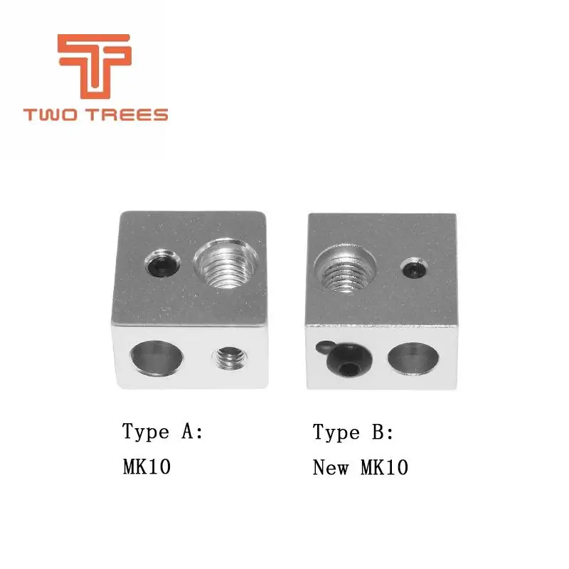 

MK10 Heating Blocks M7 thread for Wanhao Dupicator D4 /I3/ Dremel 3D Printer 20x20x13mm Aluminium Silver Alloy