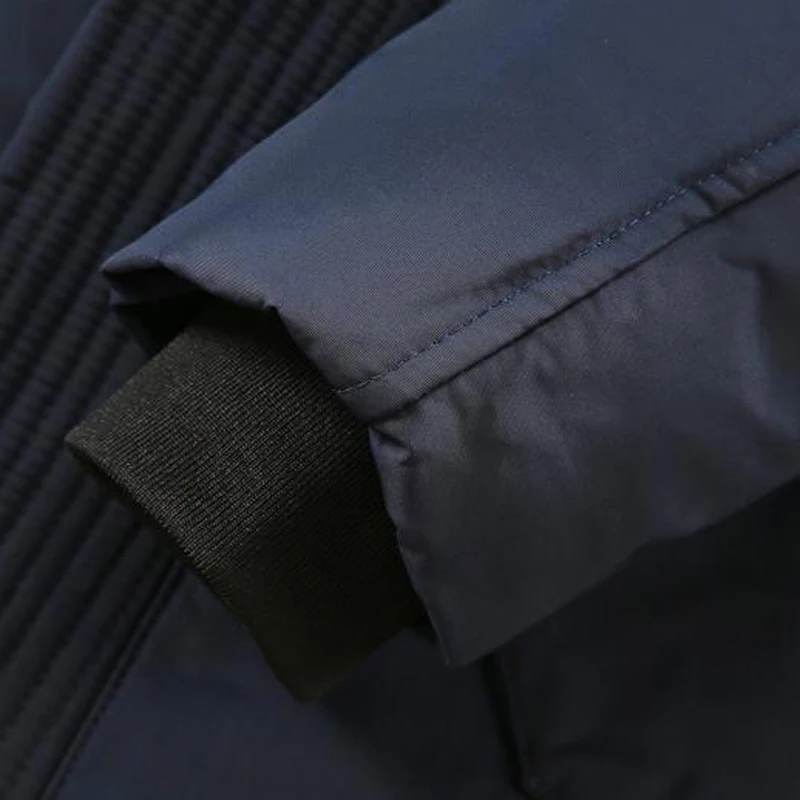 Брендовая теплая куртка-пуховик для холодной погоды г. Зимняя новая мужская Модная приталенная парка с капюшоном повседневное длинное пальто черный, синий, хаки